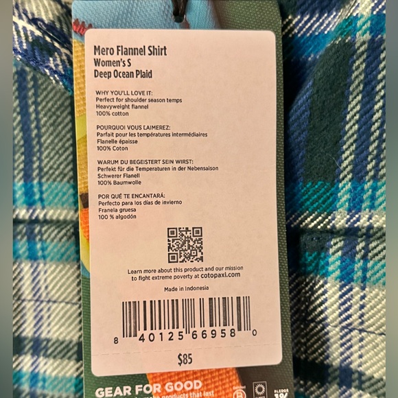 Cotopaxi Women’s Mero Organic Flannel Shirt - Deep Ocean Plaid - Picture 5 of 5